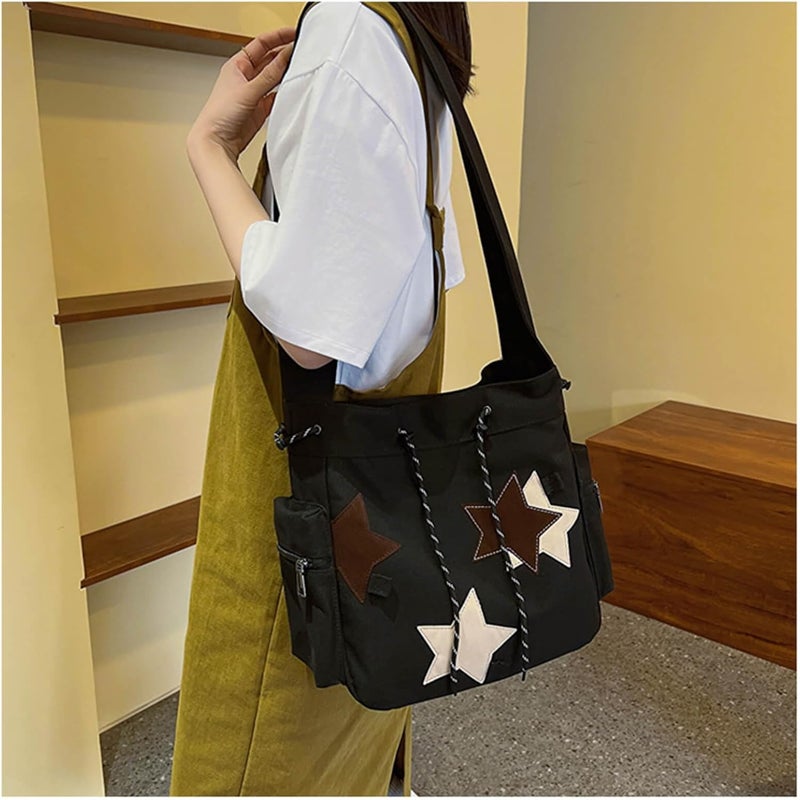KANGDAWEI Y2K Star Canvas Messenger Bag, Cute Tote Bags Aesthetic, Small Shoulder Travel Crossbody Bags For Women - Image 3